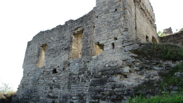 Construcciones Medievales Fortificación Equilibrio Restante Antiguo Castillo Pueblo Scala Podolsk — Vídeos de Stock