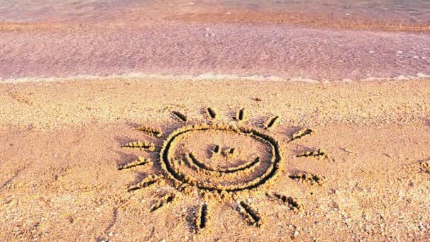 Ήλιος Ζωγραφίζει Στην Παραλία Παραλία Και Σχέδιο — Αρχείο Βίντεο