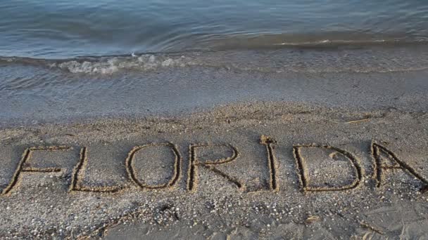 Florida Inskriptionen Sanden Inskriptionen Sand Stranden — Stockvideo