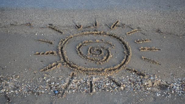 在海滩上画画的太阳 海滩和绘图 — 图库视频影像