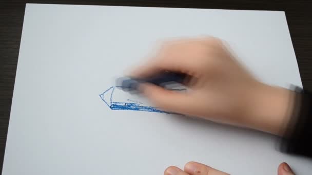 On dessine la fusée dans l'espace. Processus de dessin .