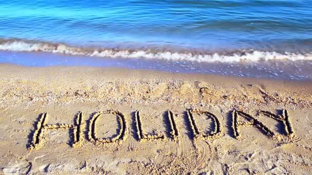 Inscription Holiday Sand Beach Shooting Beach — Stock Video