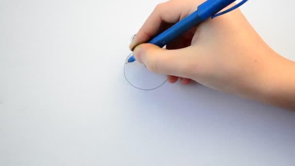 Das Kind Zeichnet Einen Schneemann Zeichnungstext Ein Frohes Neues Jahr — Stockvideo