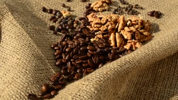 Coffee Walnut Pepper Sacking Coffee Bag — Stock Video