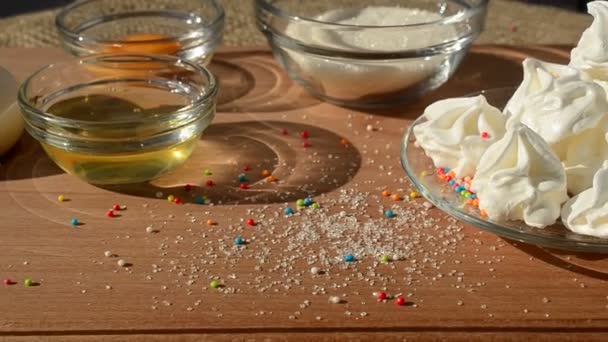 Gâteau Meringue Ses Composants Tourner Autour Meringue — Video