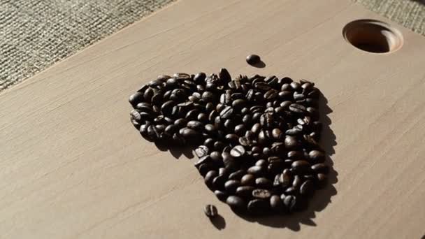Κόκκοι Καφέ Μορφή Καρδιάς Καφές Ακίνητος — Αρχείο Βίντεο