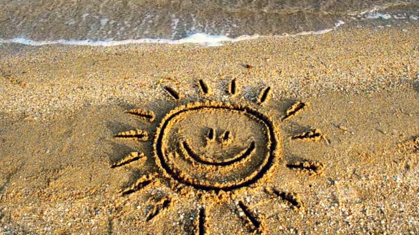 Sole Che Disegna Sulla Spiaggia Spiaggia Disegno — Video Stock