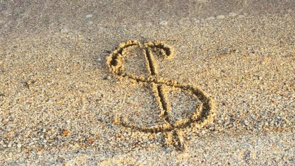 Dollar Sign Sand Sand Currency — Stock Video