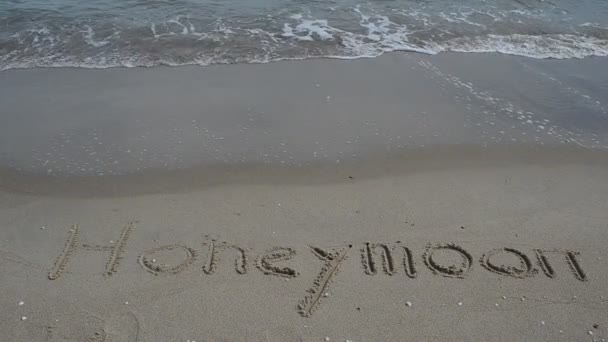 모래에 새빨간 여행을 파도와 해변에서 — 비디오
