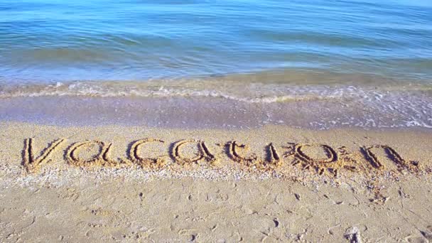 Die Inschrift Urlaub Auf Sand Inschrift Auf Sand — Stockvideo