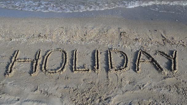 在沙滩上的题词假日 沙上的征文 — 图库视频影像