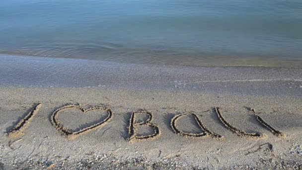 Inscription Love Bali Écrit Sur Sable Inscription Sur Sable Plage — Video