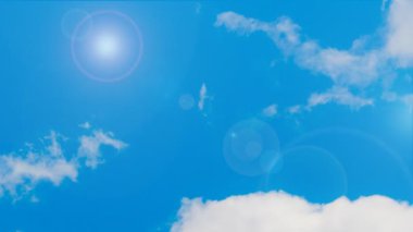 Gökyüzünde güneş ışınları, animasyon. Güneş ışığından güzel bir arkaplan