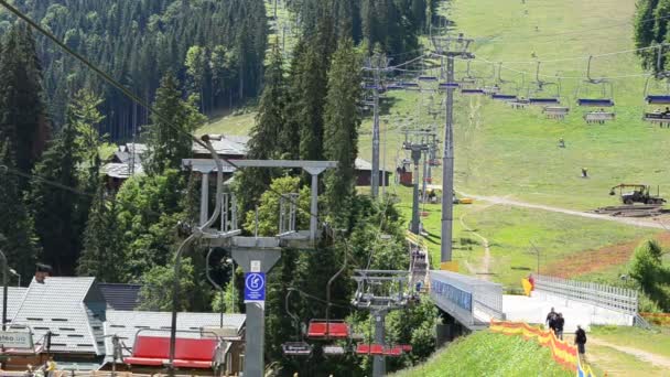 Karpatlar Ukrayna Bukovel Ateş Ediyorlar Kayak Merkezi Karpatlar Çekim — Stok video