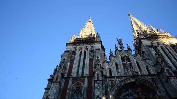 Catedral Católica Romana São Nicolau Kiev Ucrânia Tiro Templo — Vídeo de Stock