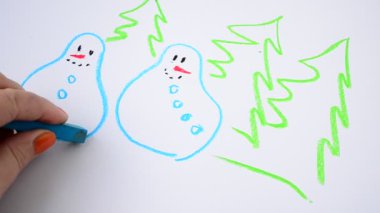 Kardan adam ve köknar ağacı çizeriz. Noel planı