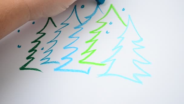 Tannenbäume Wald Zeichnung Weihnachtskomödie — Stockvideo