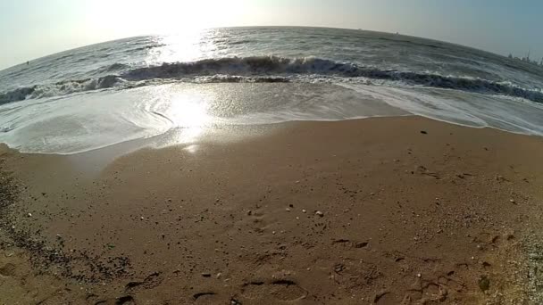 Praia Mar Movimento Lento Tiro Mar Durante Declínio — Vídeo de Stock