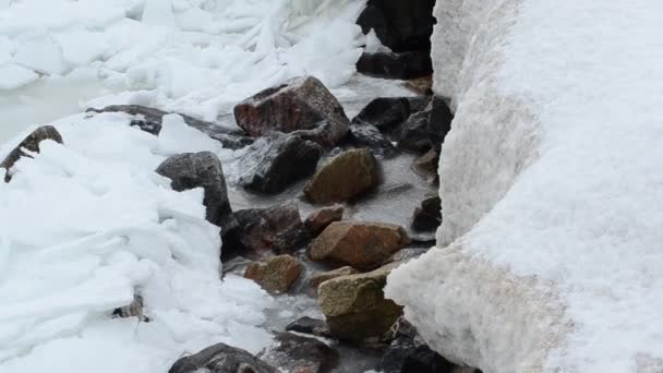 Камень Льду Зимний Пейзаж Замерзшее Море — стоковое видео
