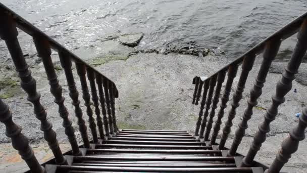 Escada Para Mar Tiroteio Tarde — Vídeo de Stock