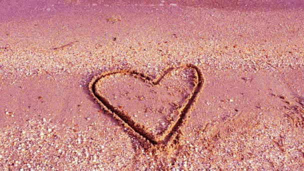 Srdce Písku Střílení Pláži Fotografování Pláži — Stock video