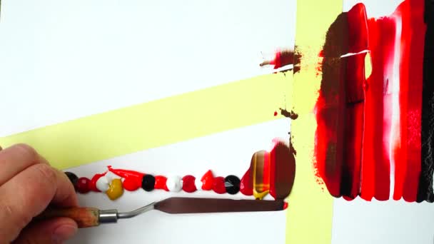 Artysta Rysuje Abstrakcyjne Tło Akrylu — Wideo stockowe