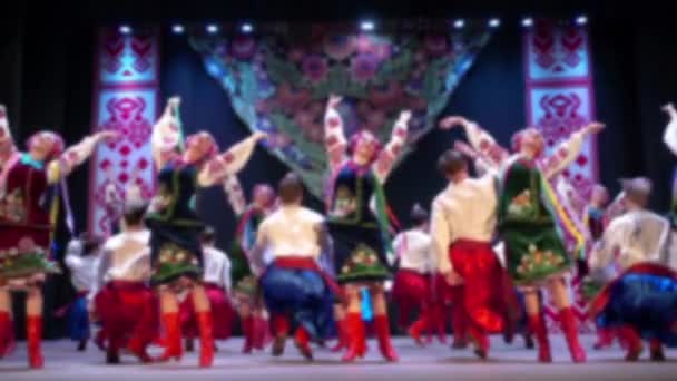 Ukrainian National Dances Out Focus Slow Motion — Stock Video