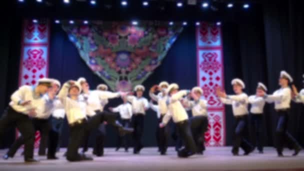 Ukrainian National Dances Out Focus Slow Motion — Stock Video