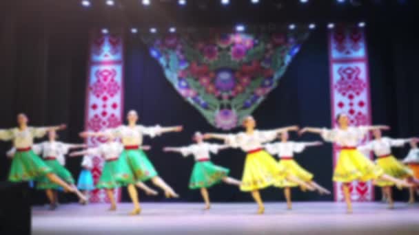 Ukrainian National Dances Out Focus Slow Motion — Stock Video