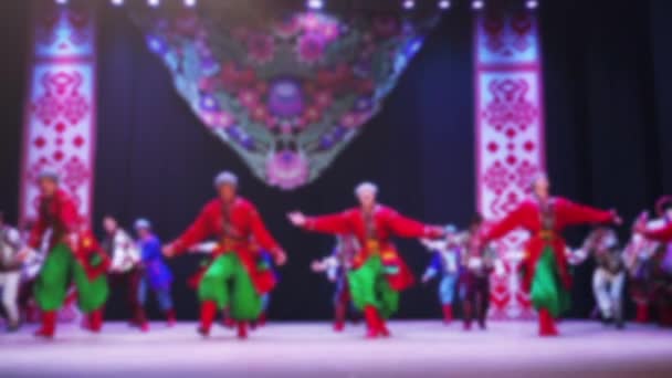 Ukrainian National Dances Out Focus Slow Motion — Stock Video