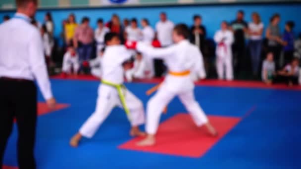 Karate Competitions Out Focus Slow Motion — Stock Video