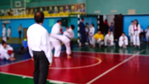 Competiciones Karate Fuera Foco — Vídeo de stock