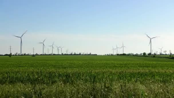 Yel Değirmeni Rüzgar Çiftliği Rüzgar Türbini Zaman Atlaması Çekimleri — Stok video