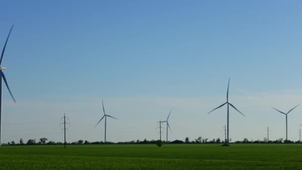 Wiatrak Farma Wiatrowa Turbina Wiatrowa Fotografowanie Upływu Czasu — Wideo stockowe