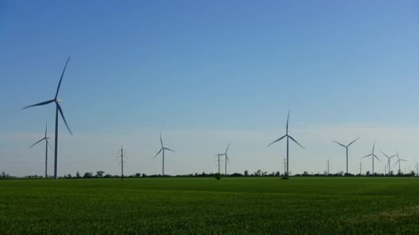 Windmühle Windpark Windkraftanlage Dreharbeiten Zeitraffer — Stockvideo