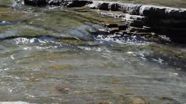 Ρεύμα Του Ποταμού Του Βουνού Πυροβολισμοί Καλοκαίρι — Αρχείο Βίντεο