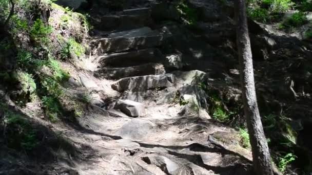 Dağlardaki Taşlar Kayalar Taşlardan Doğal Adımlar — Stok video