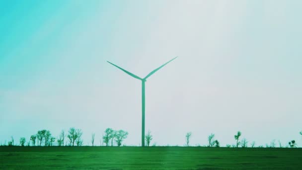 Ветряная Мельница Ветряная Электростанция Ветрогенератор Съемки Хронометража — стоковое видео