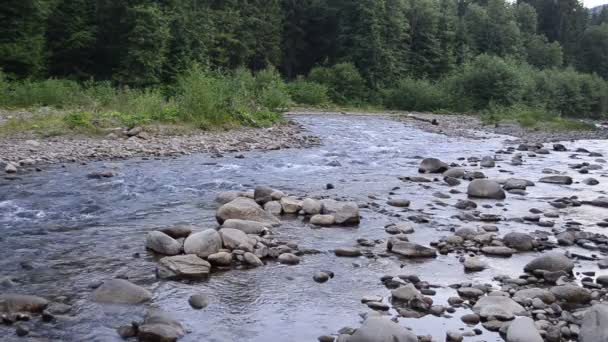 Ποταμός Μάουντεν Πυροβολισμοί Βράδυ Πέτρες Και Ποταμός Βουνό — Αρχείο Βίντεο