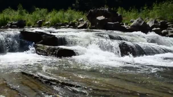 Wasserfälle Und Risse Des Gebirgsflusses Schneller Gebirgsfluss — Stockvideo