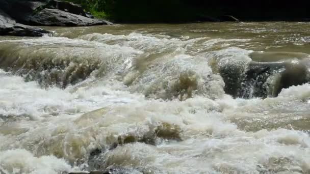 Rzeka Szczeliny Zwolnij Trochę Strumienie Górskiej Rzeki — Wideo stockowe