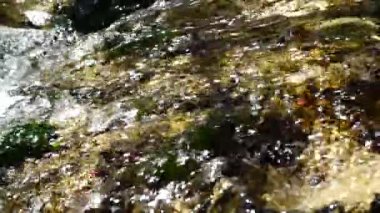 Nehirdeki su akıntısı. Yavaş çekim.