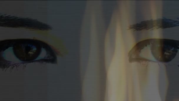 Female Eyes Fire Girl Face — Stock Video