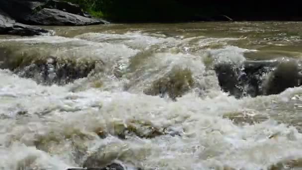 Wasser Und Steine Flusslauf Raue Bäche Des Gebirgsflusses — Stockvideo