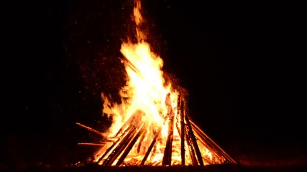 Disparando Noche Fuego Llama — Vídeos de Stock