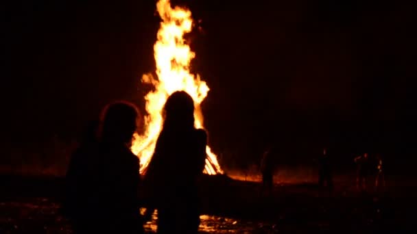 Fire Sky Fire Ivan Kupala Holiday July Summer Ukraine — Stock Video