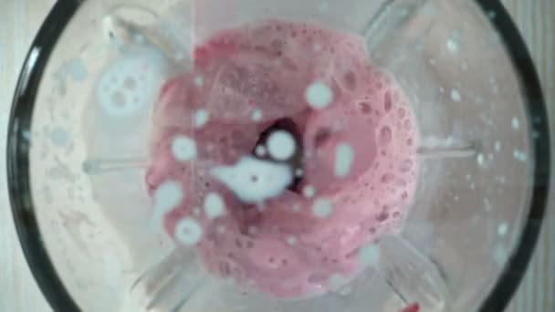 Preparation Strawberry Blender Milk Slow Motion — Stock Video