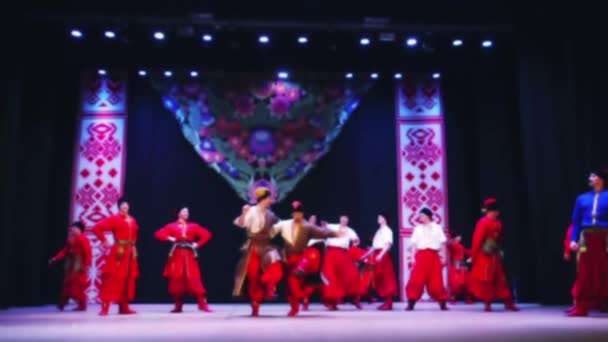 Ukrainian National Dances Out Focus Slow Motion — Stock Video