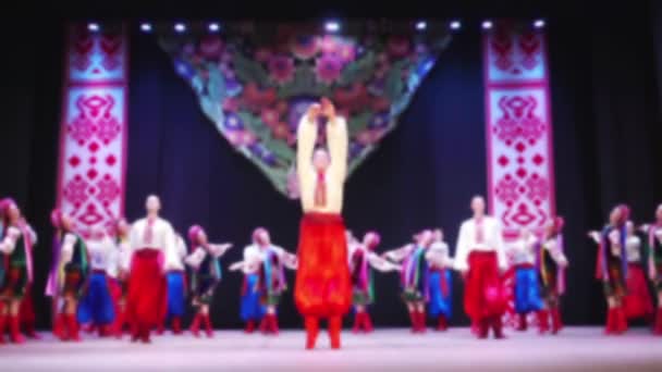 Danzas Nacionales Ucranianas Desenfocado Movimiento Lento — Vídeo de stock