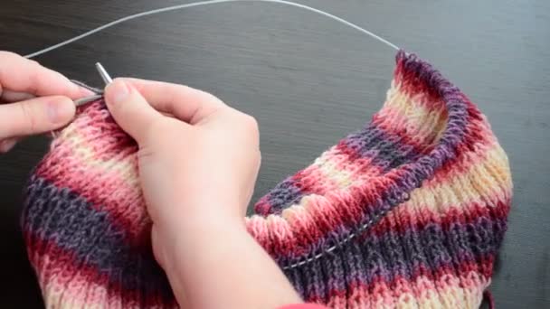 Knitting Spokes Spokes Wool — Stock Video